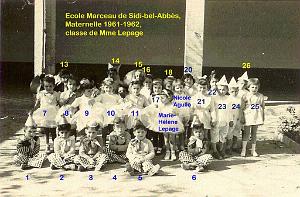 ECOLE MARCEAU MATERNELLE 1961 MME LE PAGE